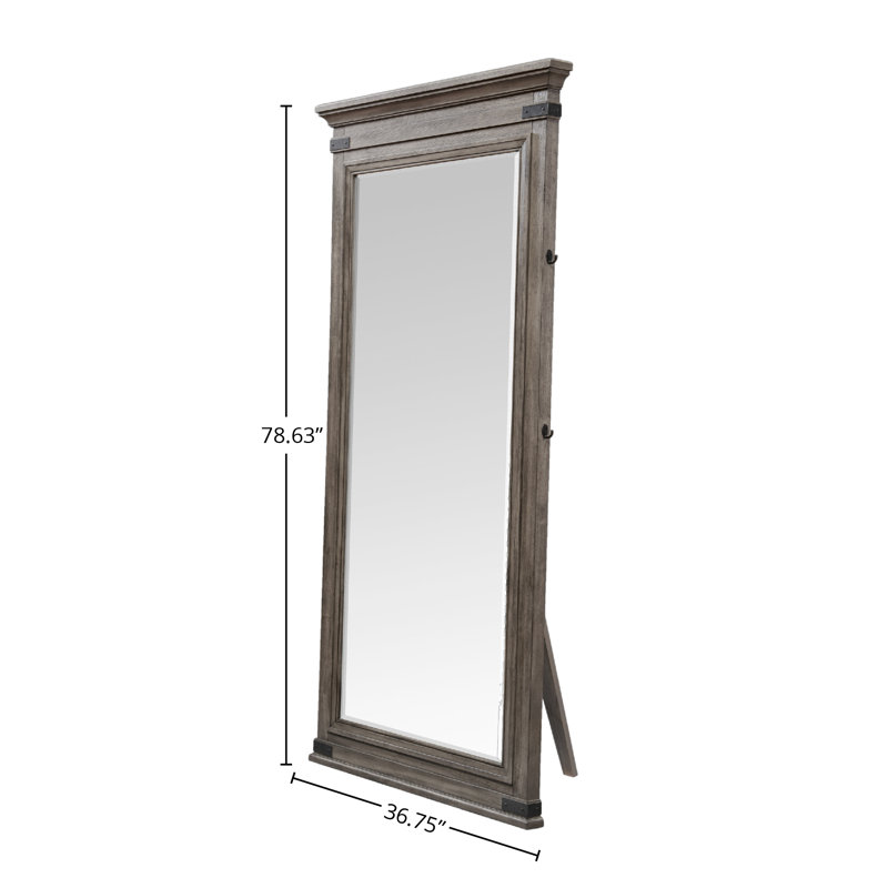 Three Posts™ Lacroix 37" Wide Floor Mirror, Brushed Steel